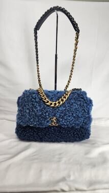 Chanel Medium Blue Shearling 19 Flap Shoulder Bag SPBJKI 342324